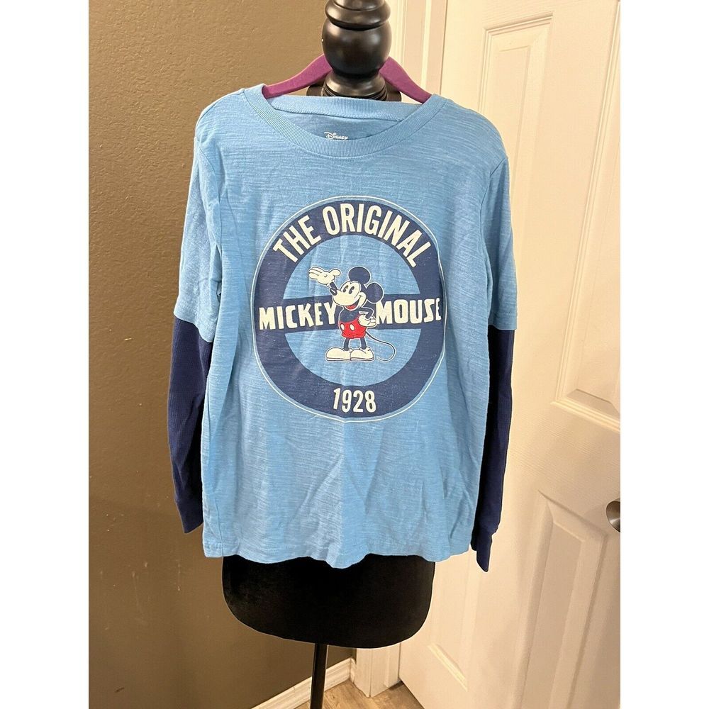 Disney Mickey Mouse The Original Blue Long Sleeve Shirt Boys Sz 7 Jumping Beans